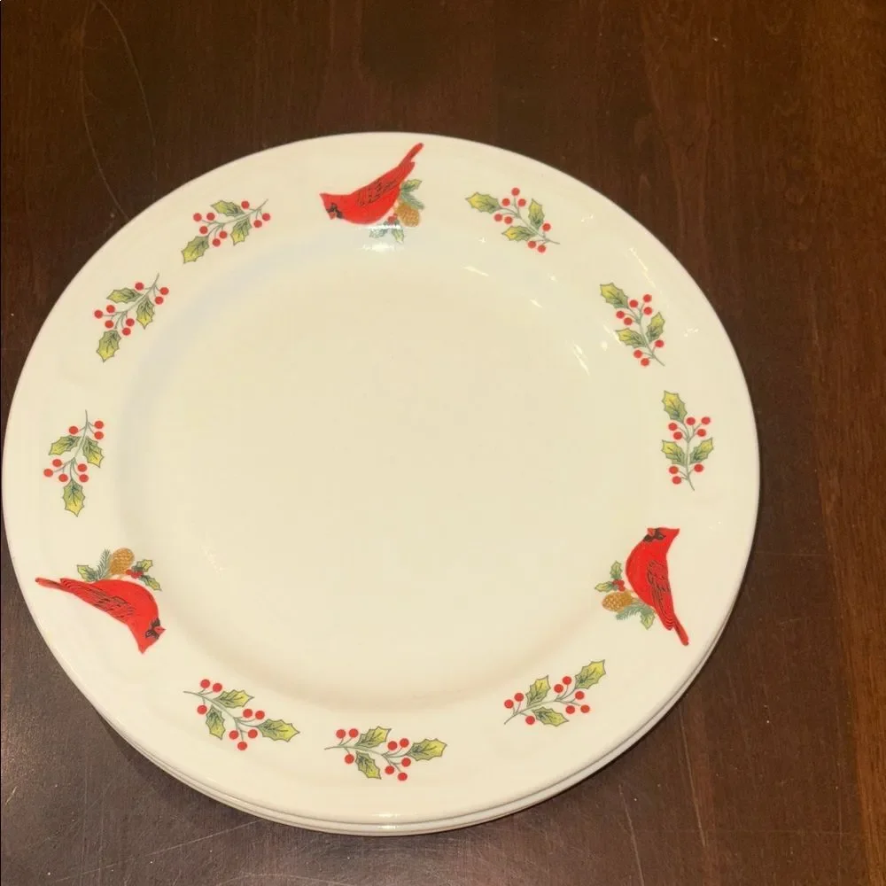 3 Winter Birds Dinner Plates by Everyday Gibson Designs Cardinals & Holly